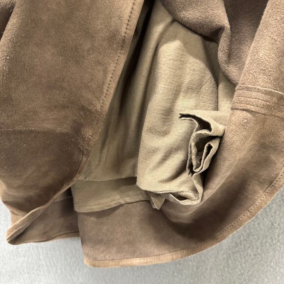 AS by DF Suede Dress Womens Small Brown Long Sleeve Zip Up Retro Knee Length - Picture 7 of 9